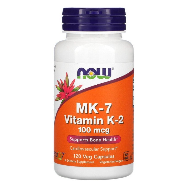 Now Foods MK-7 Vitamin K-2 100 mcg 120 Veg Capsules MK7 MK 7 K2 USA