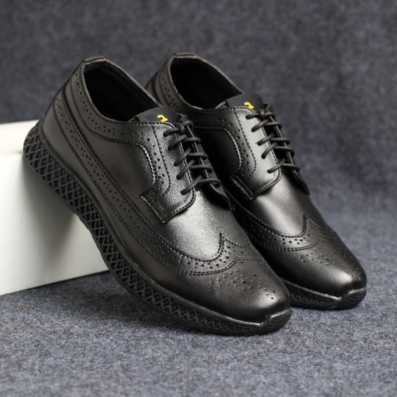 Xshoesbdg.id x Lord Sepatu Formal Pria Pantofel Hitam Pria Casual Kulit Pu Santai Kuliah Kerja Kantor