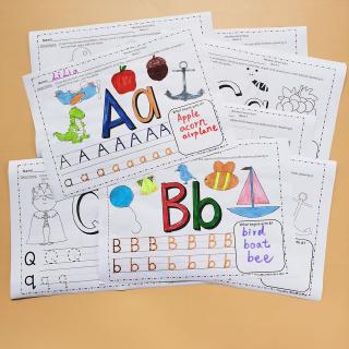 Lembar kerja 26 Surat Dari A to Z Alphabet Preschool 