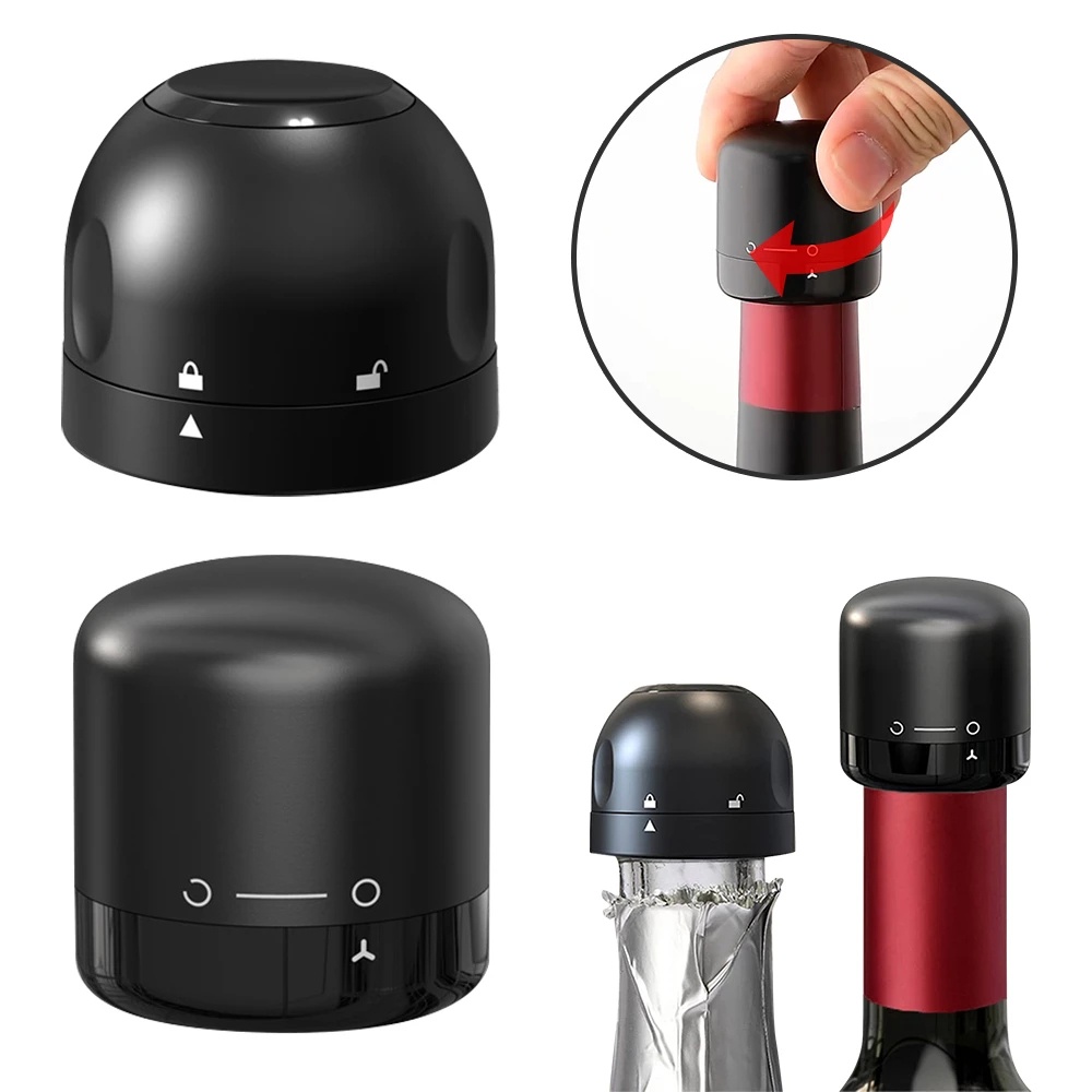 1Pc ABS Silica Gel Champagne Cork / Portable Sealing Machine Wine Stopper / Silicone Sealed Champagne Bottle Stopper for Kitchen