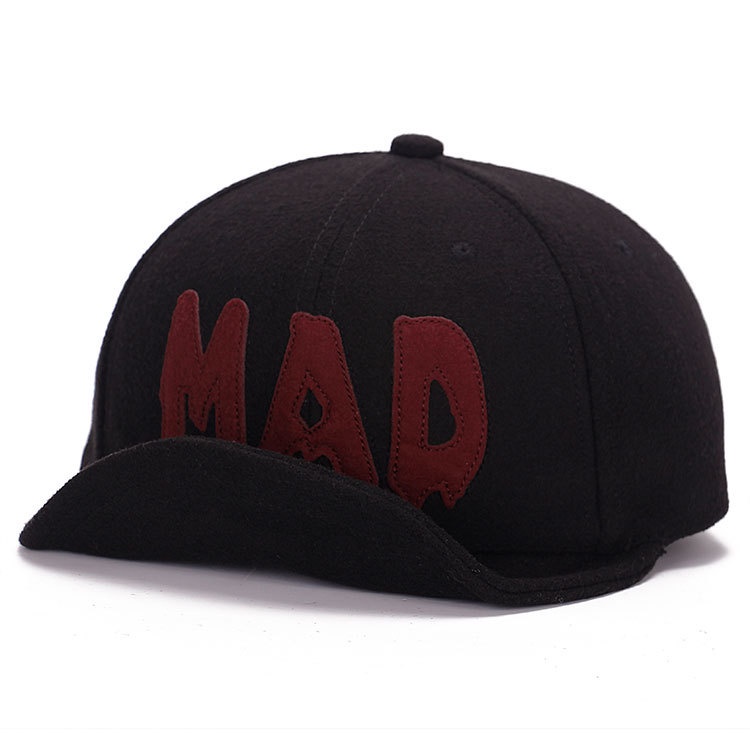 Topi baseball Bahan Wol Desain Alfabet MAD Gaya Korea Untuk Pria Dan Wanita