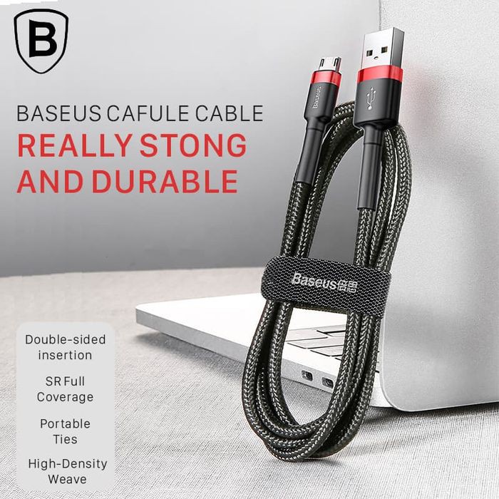 Baseus Kabel Data Micro Baseus Cafule Cable 2.4A 1M Grey-Black