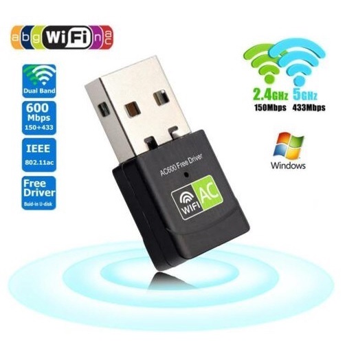 USB Wifi Dual Band Wireless 2.4Ghz 5Ghz 600Mbps Wifi Adapter