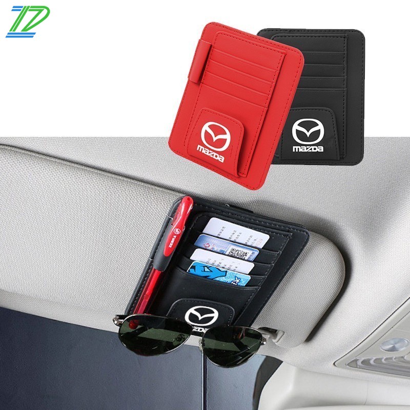 Klip Holder Kacamata / Kartu / Bon Bahan Kulit Untuk Sun Visor Mobil Mazda 3 2 6 5 CX3 CX5 RX8 BT50