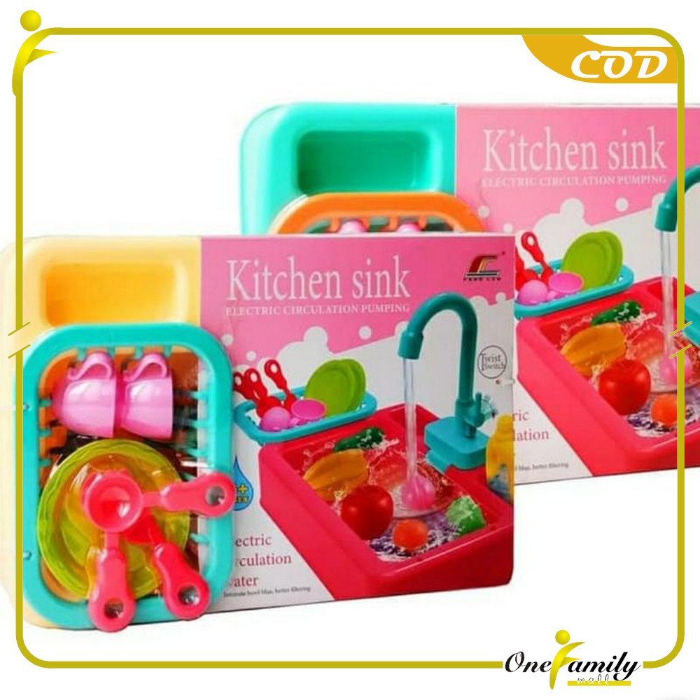 ONE-M31 M109 Mainan Anak Kitchen Sink Tempat Cuci Piring Set Mainan Kran Air Wastafel BISA KELUAR AI-2