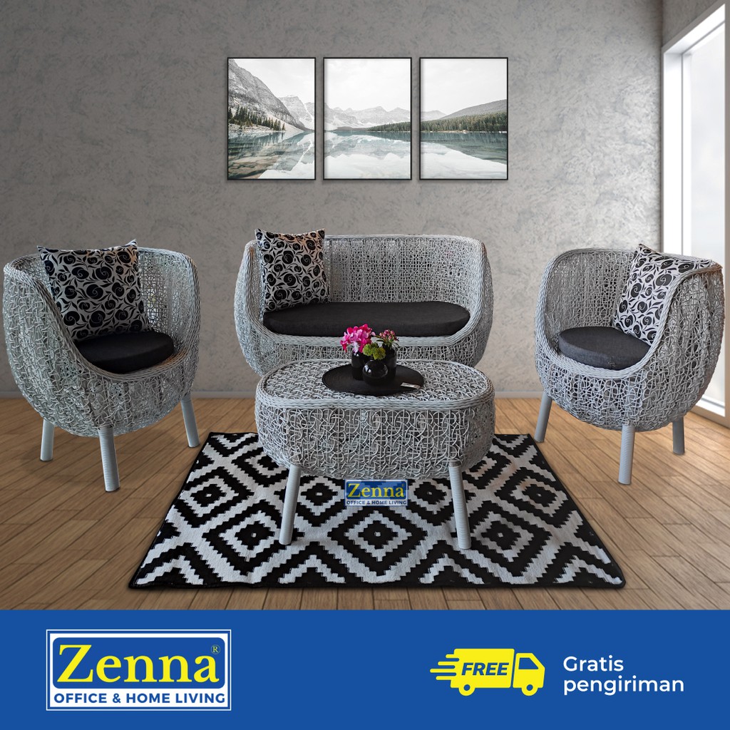 Zenna Sofa Rotan 2+1+1 Seater / Kursi Rotan / Sofa Rotan Besar