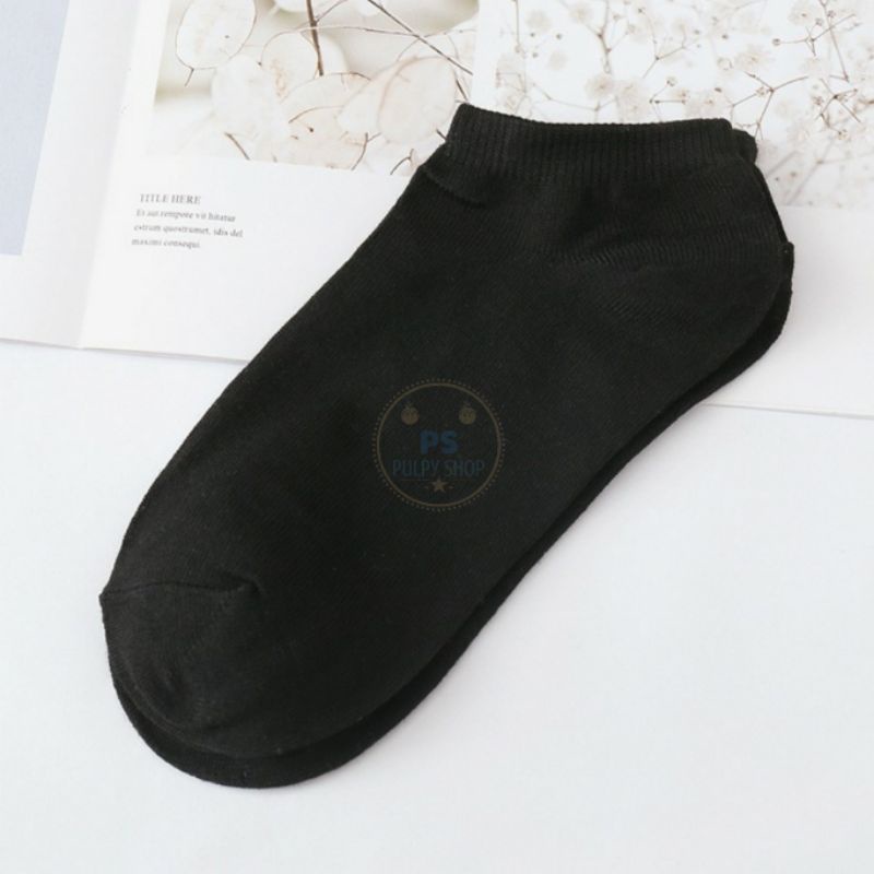 Kaos Kaki Polos Semata Kaki Kaus Kaki Ankle Cute / Socks Short Socks Sepatu Sock Polos Motif Bear PS-POLOS -  HITAM