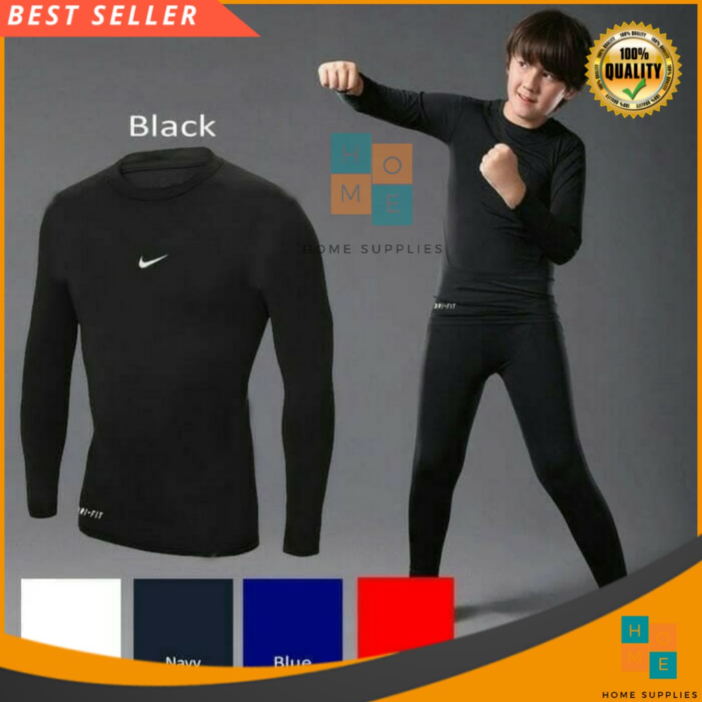  Baju  Kaos Manset Baselayer Anak  Olahraga Training Sport 