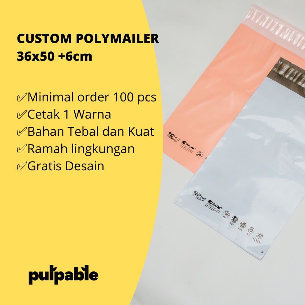 

Custom Biodegradable Polymailer 36x50 +6cm ramah lingkungan