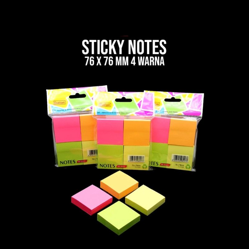 Post it Memo Stiky Note 76x76mm Tumpuk-76x76 4 Warna