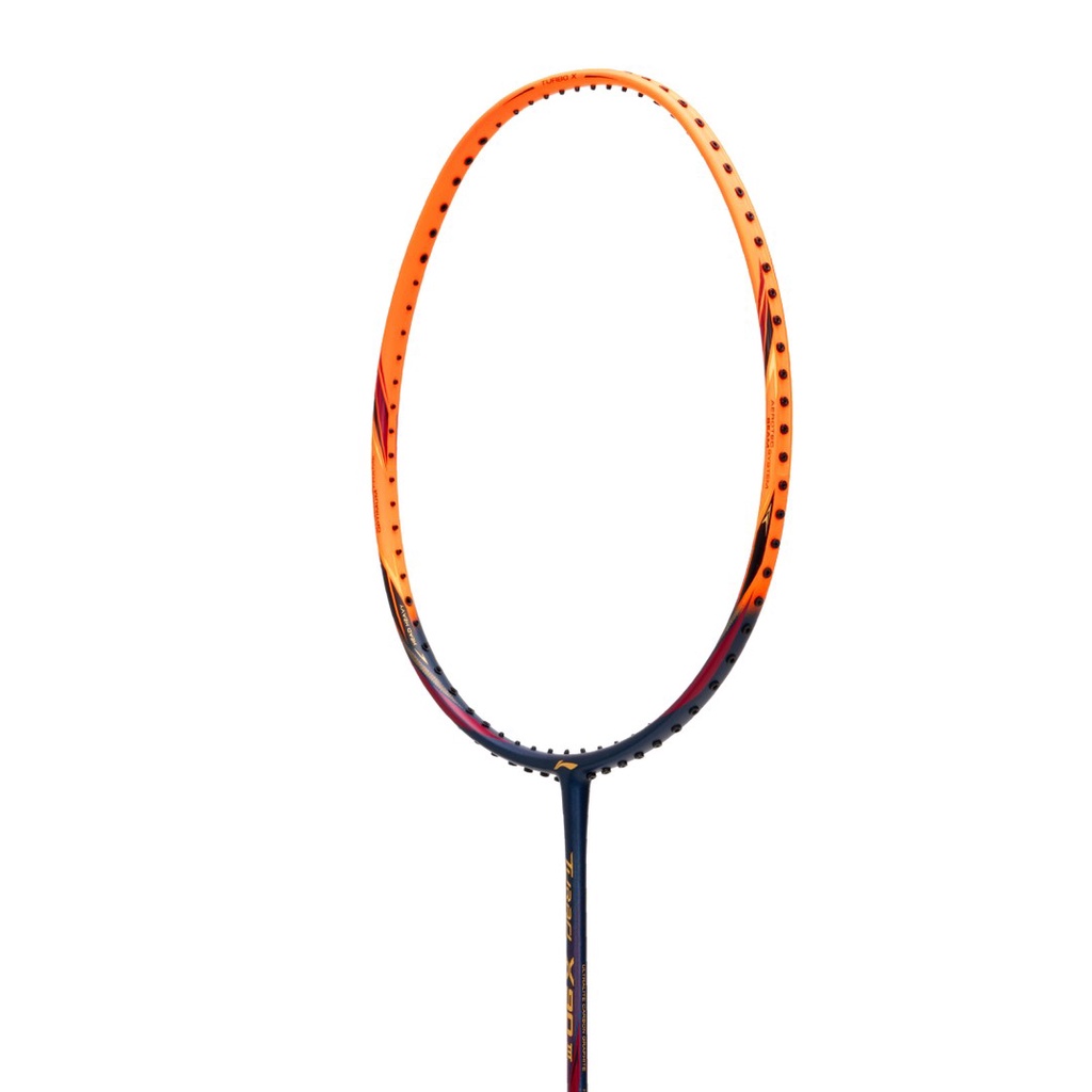 Li-Ning Badminton Racket Turbo X 90 III Navy/Orange AYPR148-4 Bundle Cover, String, Grip, T-Shirt