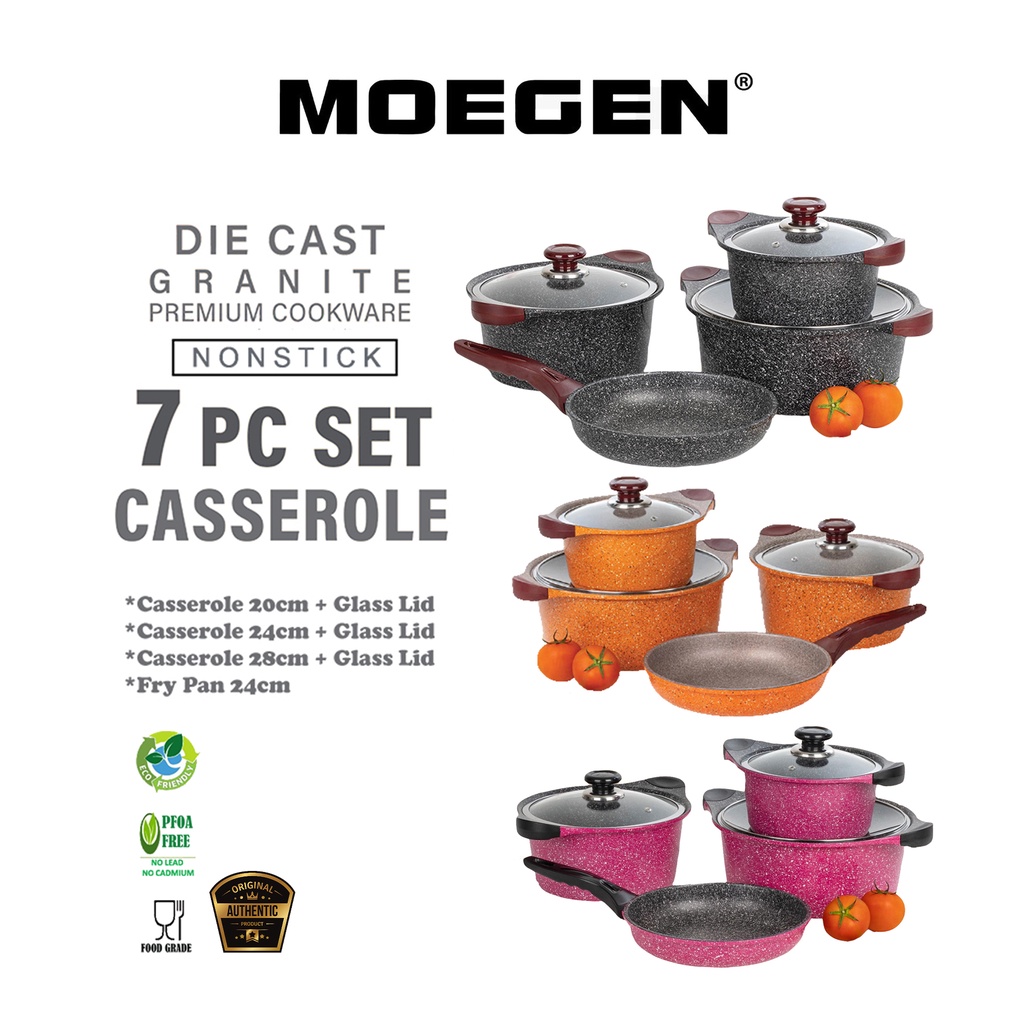 ORIGINAL MOEGEN Germany 7pcs granite series casserole n fry pan anti lengket original