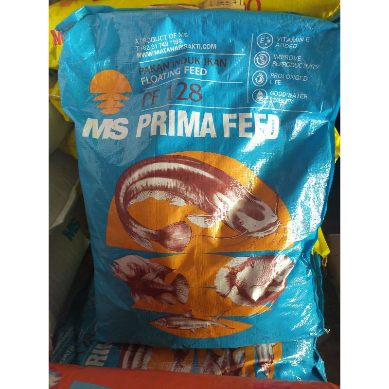 Pf128 pakan indukan 10kg, MS prima feed, protein tinggi, pelet ikan lele, nila, emas