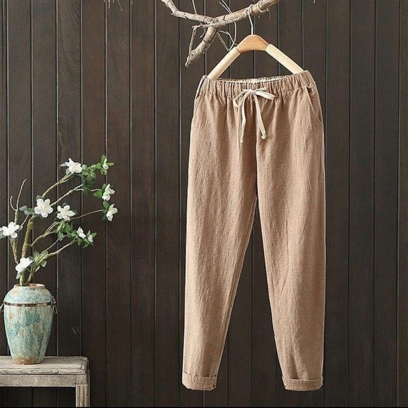 CELANA BAGGY PANTS COSINA RAMI LINEN / LANINA Pencil Celana Linen orignial 100% kulot rami