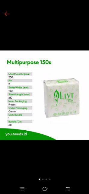 Tissue Livi Pop Up Multipurpose - ( 1 Dus 60 Pack )