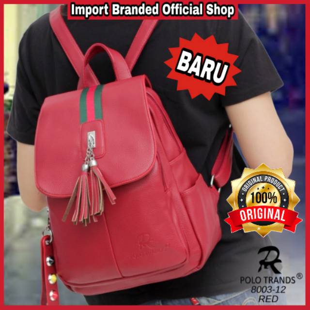 Polo Trands 8003-12/Ransel Wanita Import Original/Tas Punggung/Backpack/Branded/Kulit/Fashion Bag