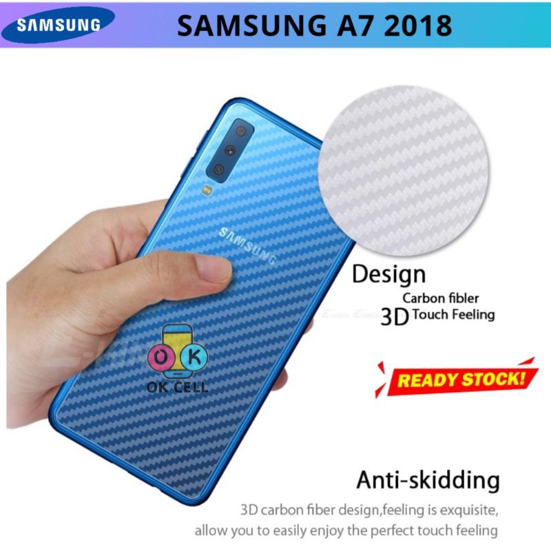 Skin Carbon 3D Samsung A7 2018- Stiker Garskin Karbon Fiber Samsung A7 Anti Gores Belakang Premium