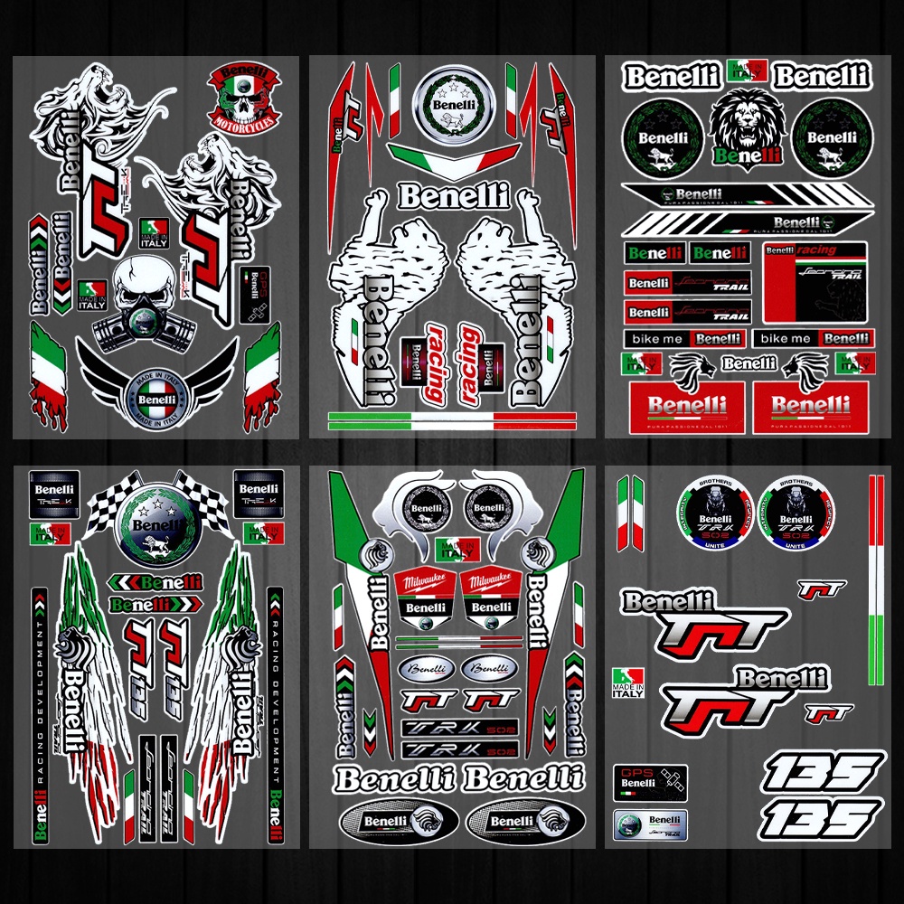 1 SET Benelli Reflective Motorcycle Stickers Laser Motorcross Logo Decals Helmet Decoration car/motorbike sticker