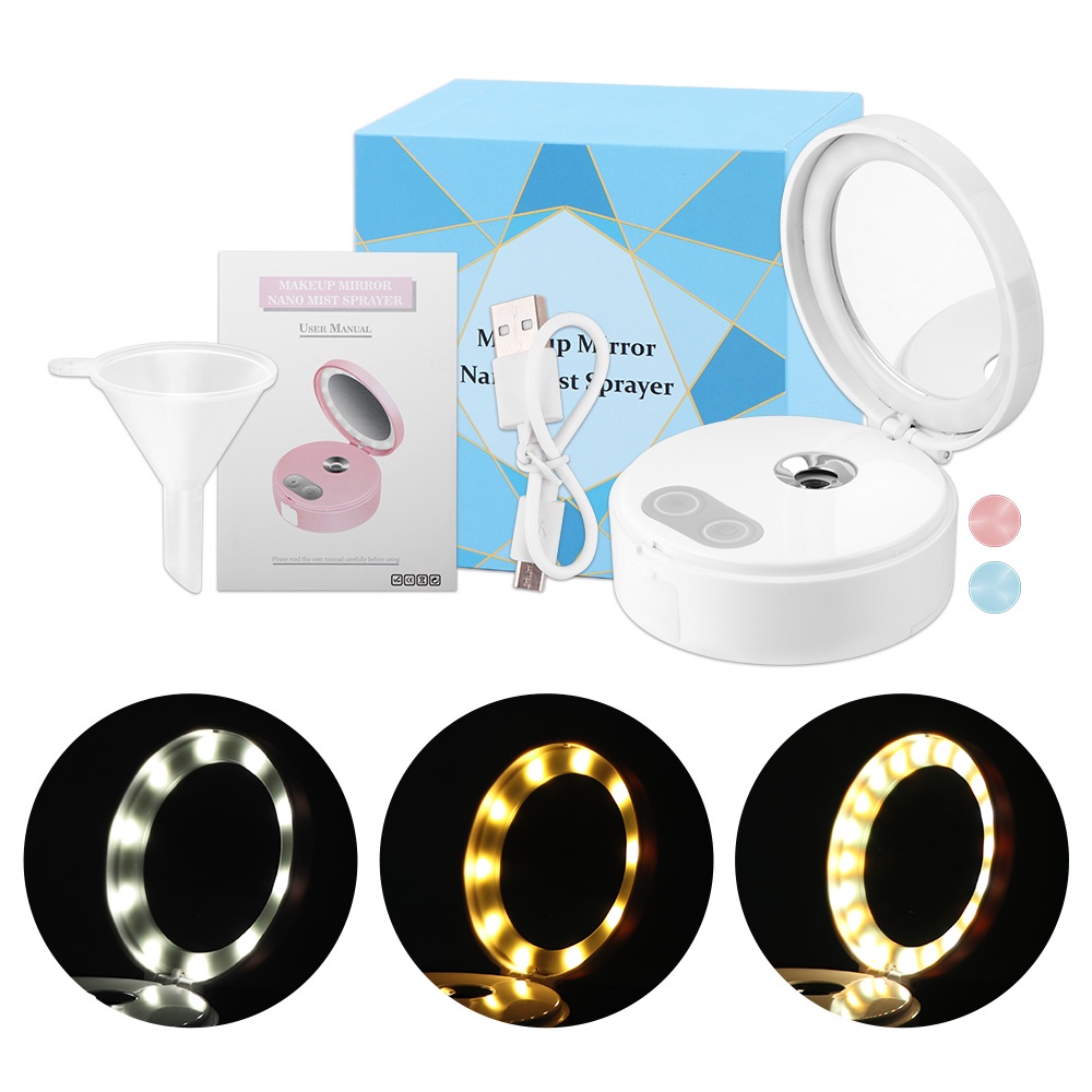 Cermin Makeup Mini Dengan Lampu Led + Charger USB