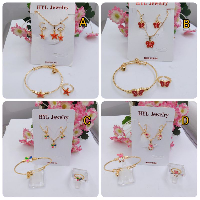 ISDR17. Xuping set anak-anak lapis emas (cincin+kalung+gelang+anting)