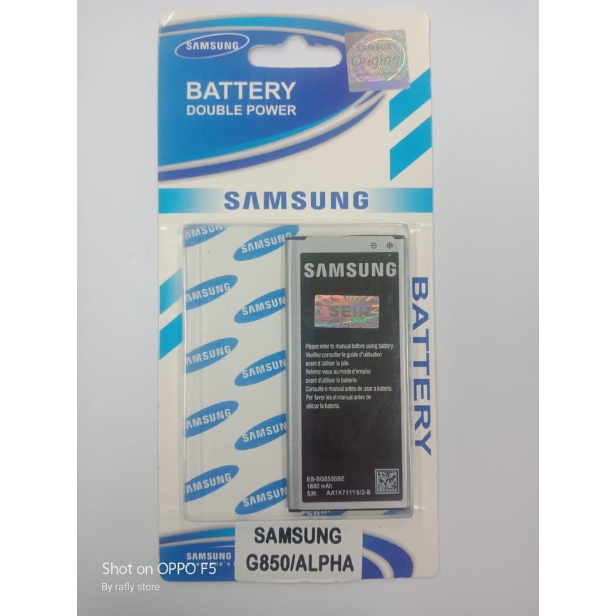 Rafly; Batrai Samsung ALPHA (G850) Baterai Handphone Batre Android Battery Batere Samsung Galaxy ALPHA (G850) EB-BG850BBE 1860mAh Bisa Bayar Ditempat / Rafly store