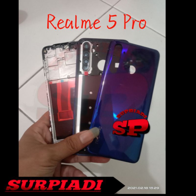 Back Casing Kesing Housing Realme 5 Pro Fullset + Tulang Bezel Realme 5 Pro Original