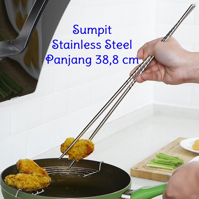 Sumpit Panjang  Alat Bantu Goreng Chopstick Stainless Steel 