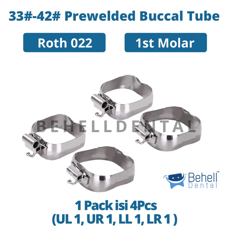 MOLAR BAND ROTH 0.22 ORTHO BEHEL GIGI ISI 4 PICS / Molarband ring buccal tube dental 022 / Bracket Untuk Gigi Geraham Perawatan Kawat Gigi // Behelldental Original Size 33 34 35 36 37 38 39 40 41 42