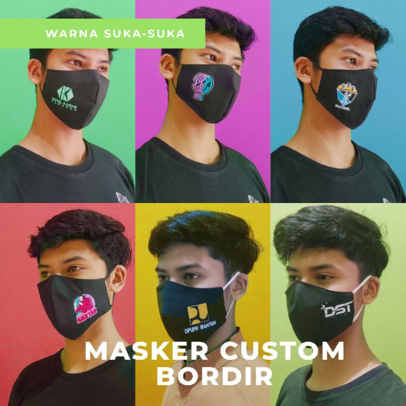 Custom Masker Bordir | Masker Kain Bordir Custom Logo Tulisan Nama