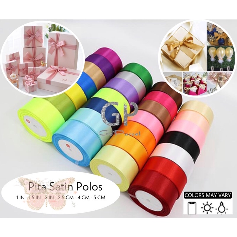 ( 3 Meter ) PITA SATIN POLOS 11/2 IN ( 4 CM ) - SILK SATEEN RIBBON1.5 INCH KAIN / HIASAN KADO / SOUVENIR / HAMPERS / PARCEL / GOODIE BAG GLOSSY