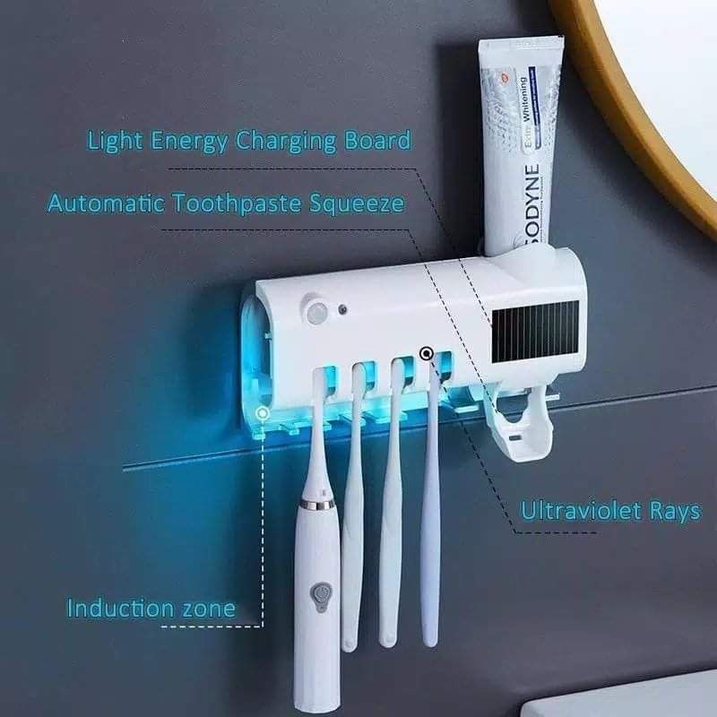 Dispenser Odol Anti Bakteri (Hitam) Rak Sikat Gigi Otomatis UV Light Sterilization