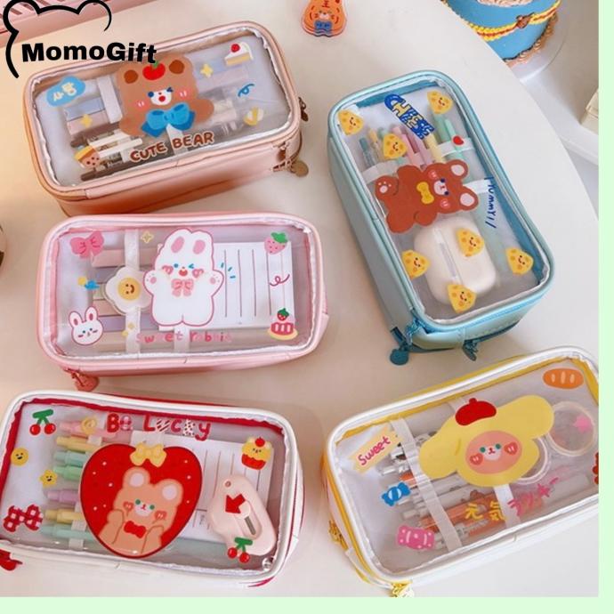 

Ready Ekonomis Kotak Pensil Bening 3 in 1 Motif Bear Bunny Lucu - KP06