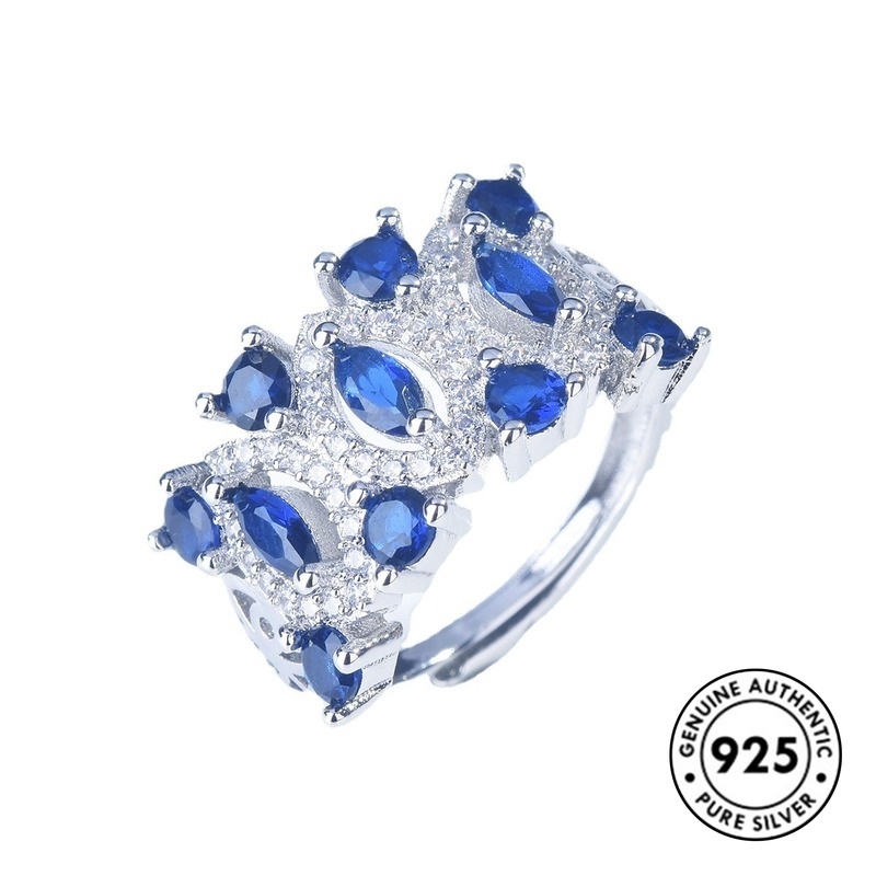 Cincin Sapphire Elegan Bahan S925 Silver Untuk Wanita