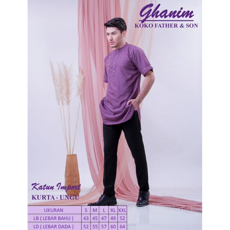 BAJU KOKO PRIA KOKO KATUN KURTA UNGU