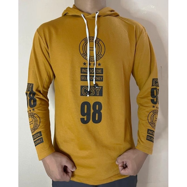 kaos lengan panjang bertopi hoodie kupluk lengan panjang