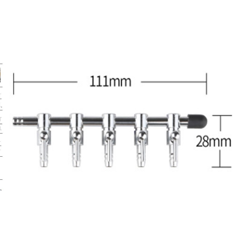 Kran Nikel 5 Way Splitter Akuarium Stainless Steel Keran Pompa Udara