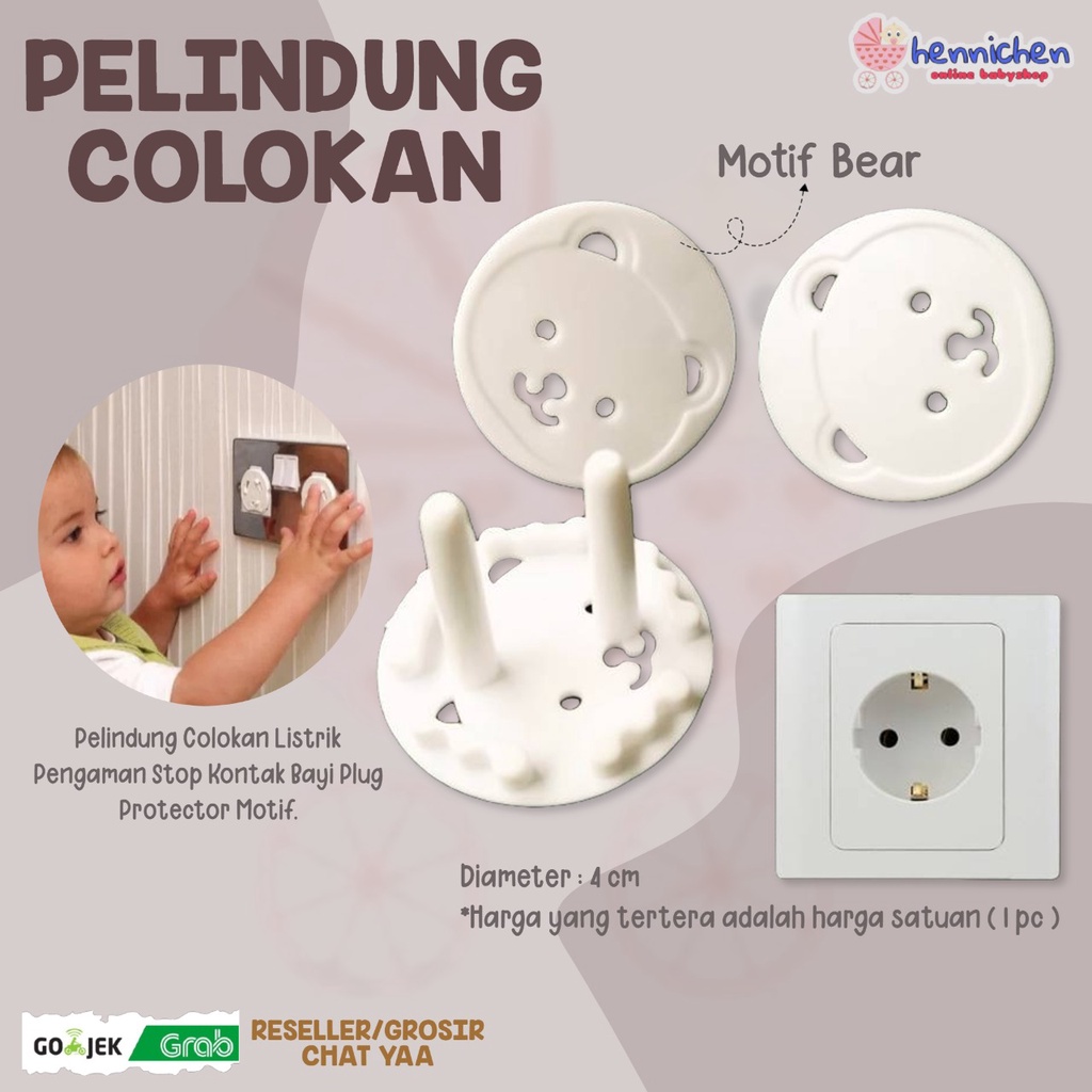 1 Pcs Pelindung Colokan Listrik Pengaman Stop Kontak Bayi Plug Protector Motif