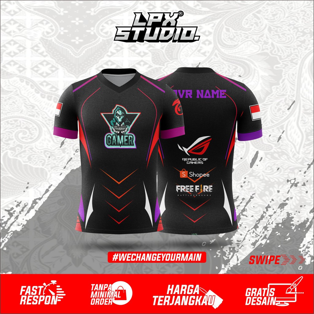 Jersey Baju Kaos Gaming Free Fire Free Name Set