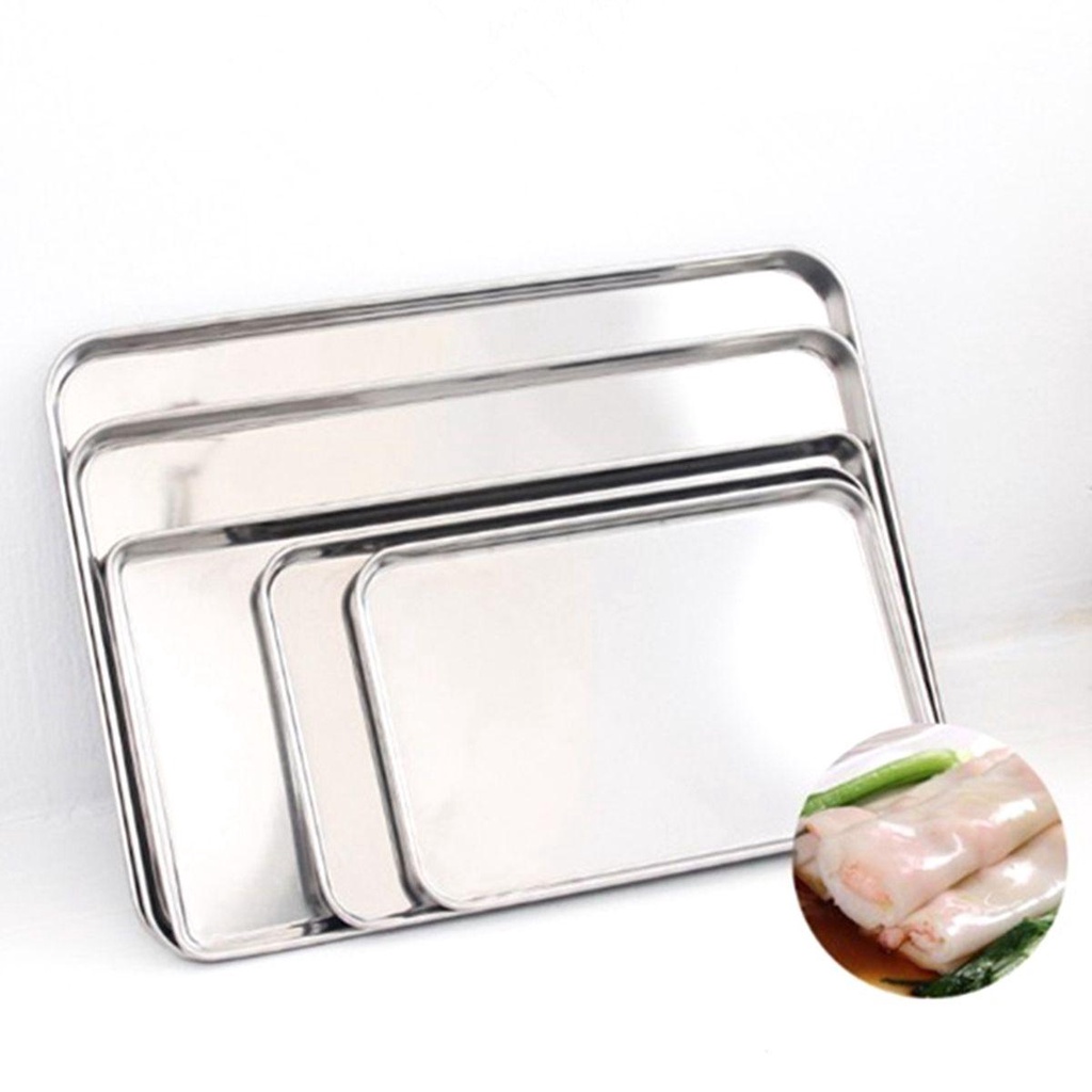 Rebuy Baking Tray Dapur Roti Persegi Panjang Heavy Duty Piring Buah Piring Kue Anti Karat