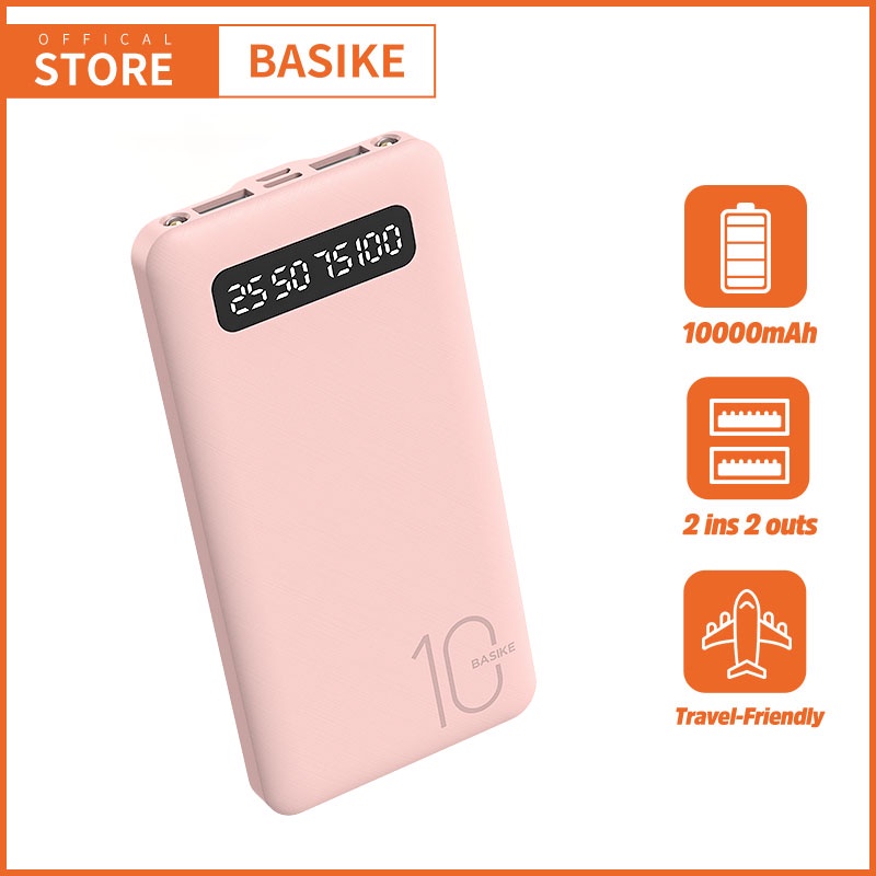 PowerBank 20000mah 10000mah Fast Charging Power Bank Dual Input Port Type C & Micro USB Original Quick Charger Real Capacity mini murah Iphone 13 mini pro max 11 10 8 7 6 xiaomi Samsung Oppo Vivo  iphone xr x hp Realme Redmi infinix Ipad Batteries Ga-PT69- merah muda