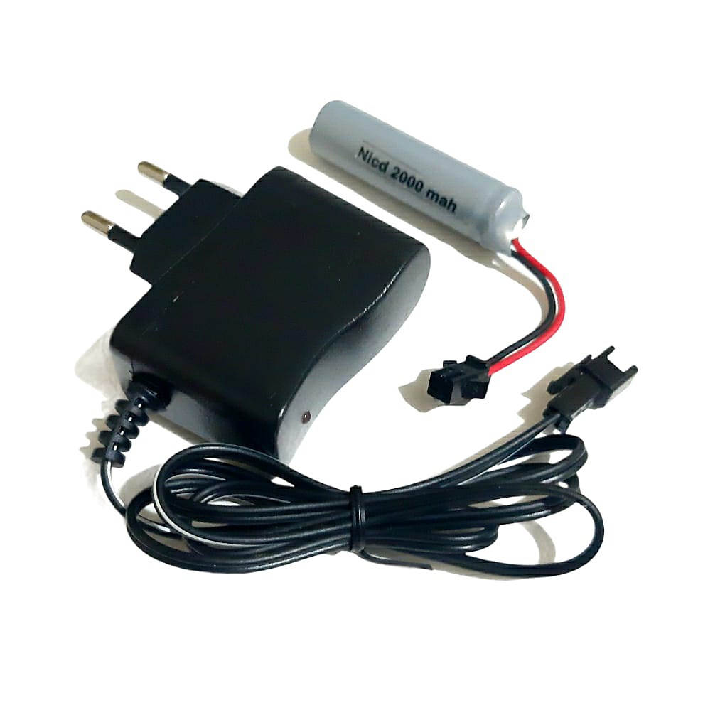 Batterai RC + Adaptor Charger Baterai Type Li-ion14500 Ni-Cd 3.7v - 2000mAh Socket Hitam