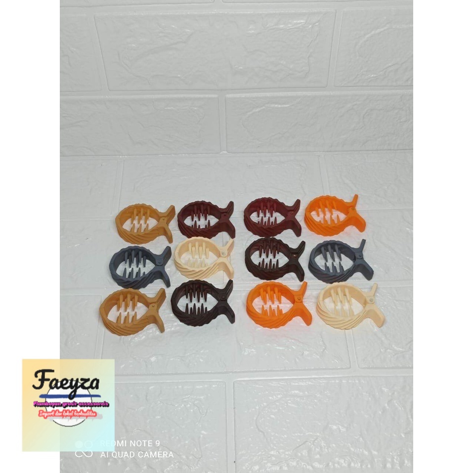 grosir 12 pcs jepit rambut ikan bulat doff murah