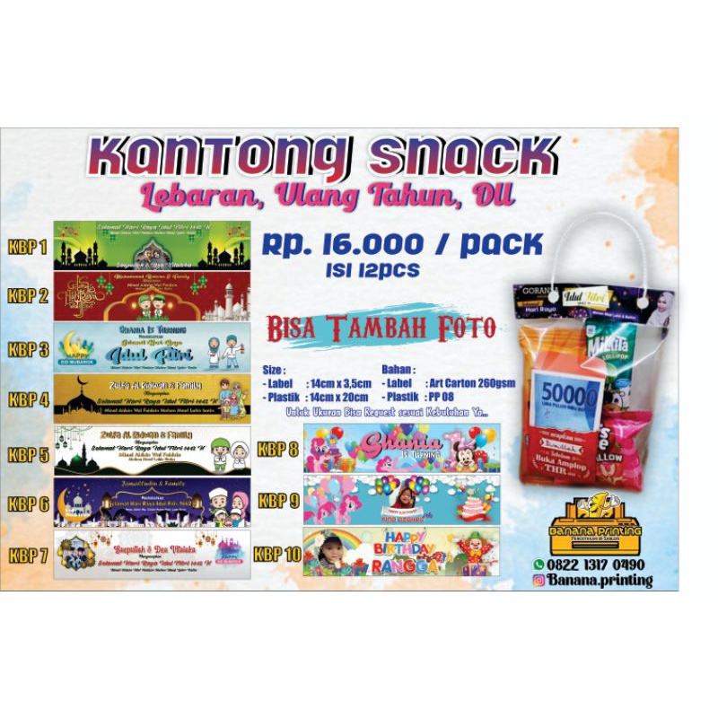 

Kantong Snack Custom/Kantong Snack Lebaran/Ulang Tahun