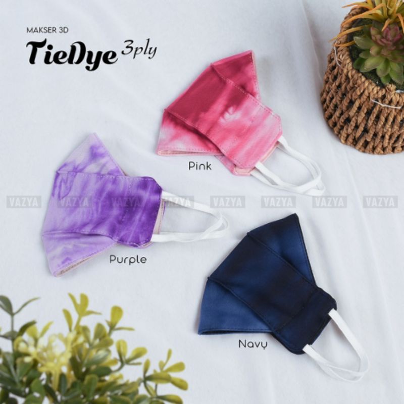 masker 3D tiedye 3ply masker kain earloop wanita fashion