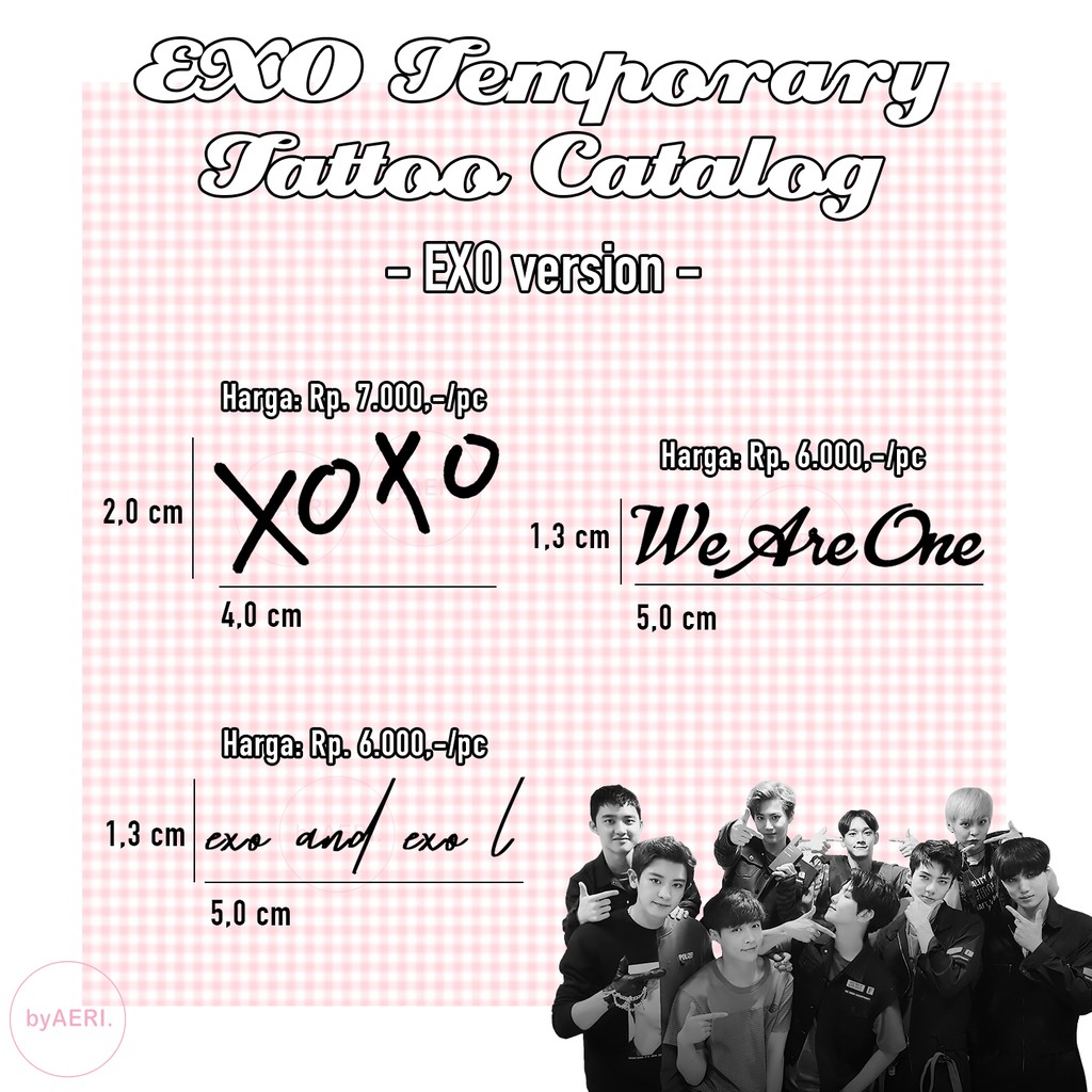 E X O TEMPORARY TATTOO (NON-PERMANEN TATO) KPOP TATTOO