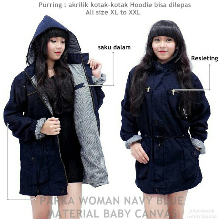 Jaket Parka Wanita Hoodie Cewek Premium