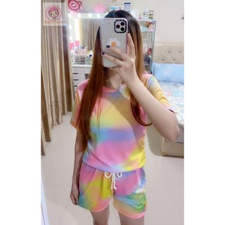  Oversize  Cotton Candy Kaos  Wanita  Tie Dye T Shirt BAJU  