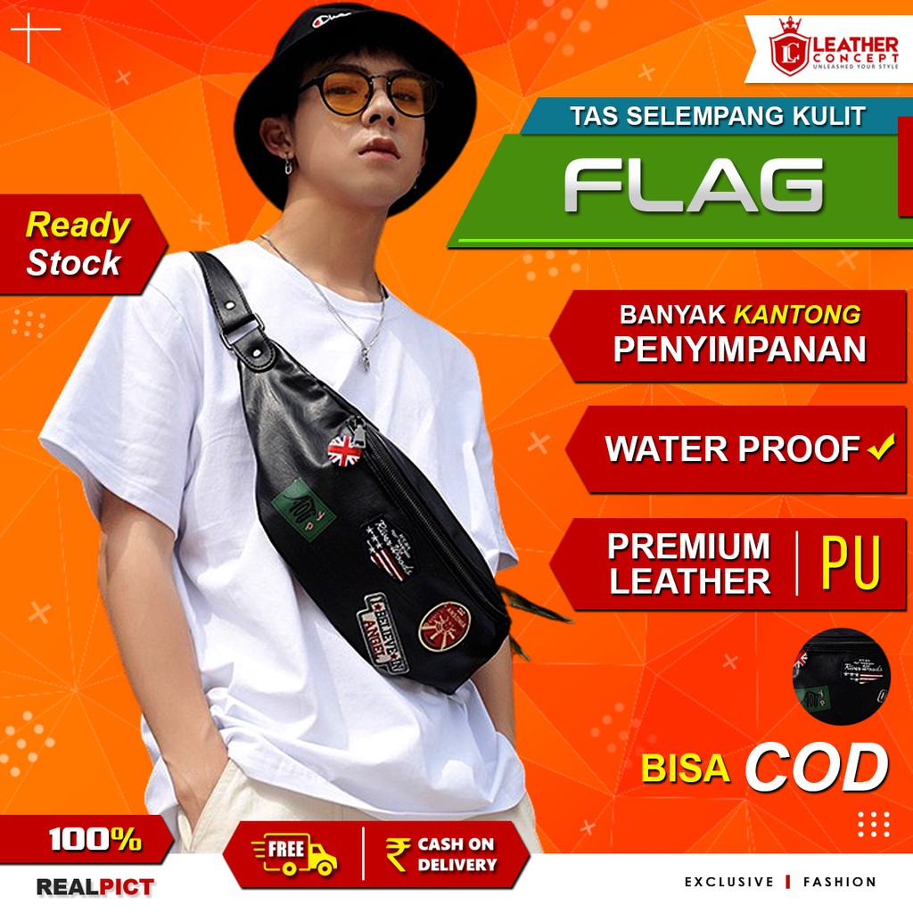 Waist Bag Pria Tas Bahu Tas Selempang Pria Tas Pria FLAG