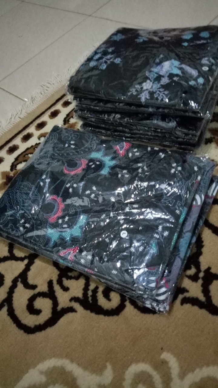 Ready Couple Batik M L Xl Xxl Motif Sakura Biru