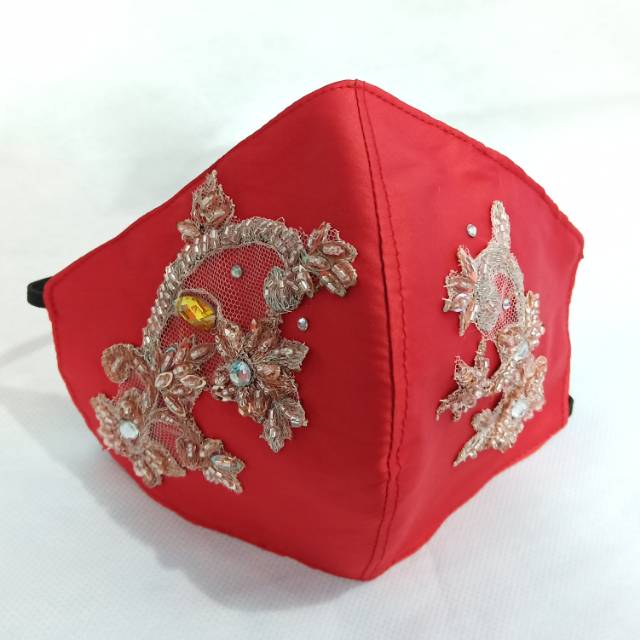 Masker kain 3ply Manik Bunga dengan filter spunbond